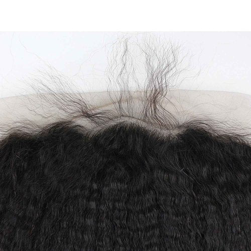 Dreambeauty 13×6" Transparent Full Lace Frontal Closure Kinky Straight Ear to Ear Free Part Unprocessed Brazilian Virgin Human Hair Extensions With Baby Hair Bleached Knots Natural Color (20 Inch)