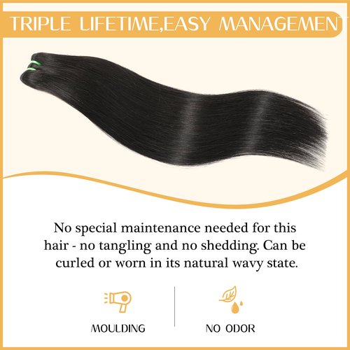 Syrenlore Raw Vietnamese Bundles Human Hair 16 Inch Straight Sew In Thick Bundles Unprocessed Raw Vietnamese 100% Real Virgin Human Hair Bundles Quick Weave Single Bundle for Black Women