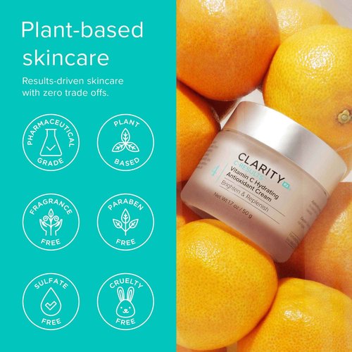 ClarityRx C-Results Vitamin C Hydrating Antioxidant Face Cream, Natural Plant-Based Anti-Aging Facial Moisturizer for Brighter Skin (1.7 oz)