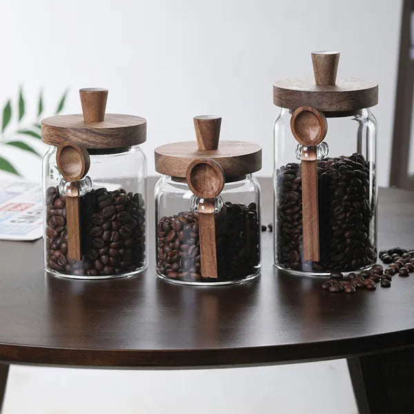 3 Pcs Glass Storage Jars with Spoons - Multi-Purpose Kitchen Containers
