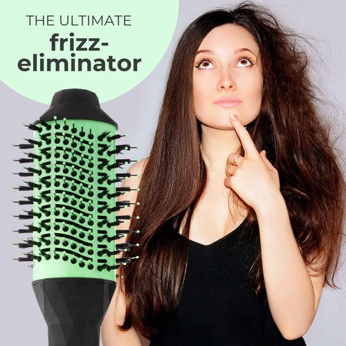 MINT Professional Series 5-in-1 Ionic Hair Dryer Brush, Black & Mint Green - Powerful Frizz-Eliminating Blowout Brush Straightens, Volumizes, Smooths, and De-Frizzes for Fine/Thick Hair
