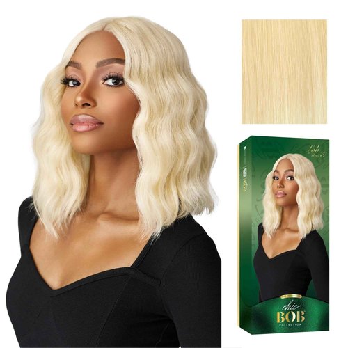 Sensationnel Chicbob Lace Frontwig - Lob Unit 5 Face Framing Glueless Wig Wide 5 Inch Deep Part Synthetic Preplucked Hairline (613 BLONDE)