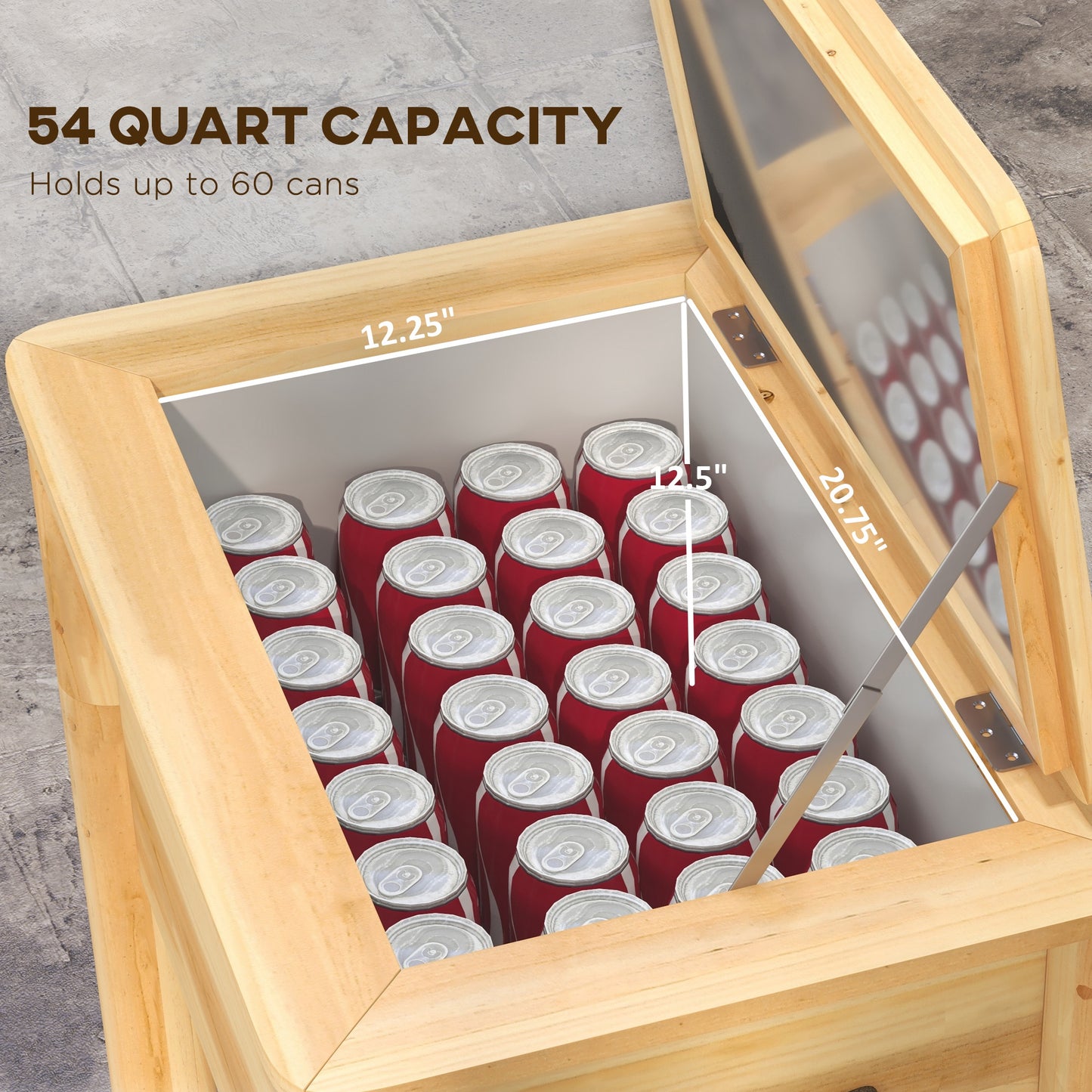 54 Quart Wooden Outdoor Cooler with Bottle Opener - Natural