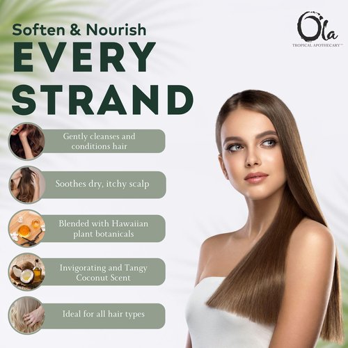 Ola Tropical Apothecary Coconut Organic Shampoo and Conditioner Hair Pair Combo - 8 fl oz each