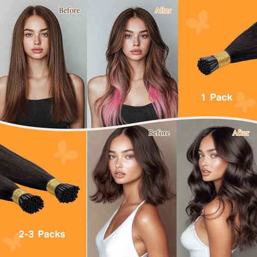 DOORES ITip Real Human Hair Extensions, 20 Inch 100g 100s, Dark Brown, Cold Fusion