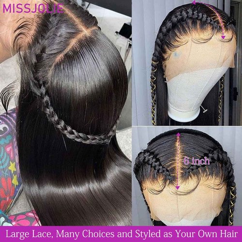 MISSJOLIE 13x6 Lace Front Wigs Human Hair Straight Lace Front Wigs Human Hair 150% Density Glueless Wigs Human Hair Pre Plucked with Baby Hair Natural Hairline (22 Inch, Natural color)