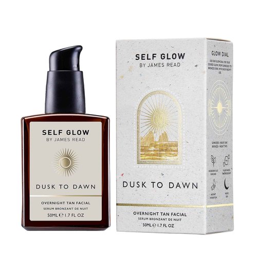 Self Glow by James Read - Dusk to Dawn Overnight Tan Facial Serum | Hydrate, Smooth + Plump | Aloe, Vitamin E + Plant-Based DHA | Stain-, Silicone- + Drying Alcohol-Free (50mL | 1.7 fl oz)