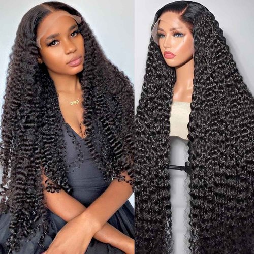MISSJAY 13x6 Deep Wave Wig Human Hair 26 Inch Deep Wave Lace Front Wig Human Hair 200% Density Natural Color Deep Curly Wig Glueless Brazilian Virgin Hair Pre Plucked with Baby Hair for Women