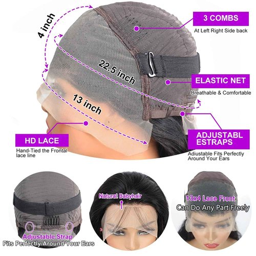 Nognut Body Wave Lace Front Wigs Human Hair 13x4 Frontal Wigs Human Hair HD Lace Pre Plucked Wigs for Women Glueless Wigs Lace Front Wigs Body Wave Wig 28 Inch