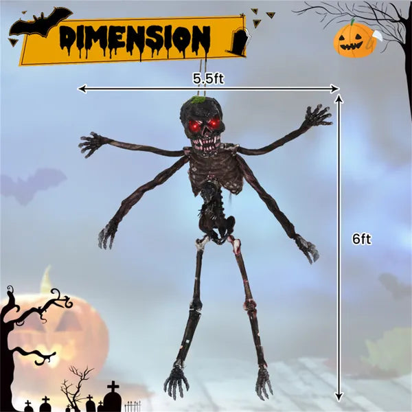 6ft Halloween Skeleton Decoration - Sound-Activated, Flashing Eyes, Poseable Arms
