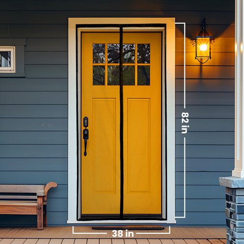 Flux Phenom Magnetic Screen Door - Bugs Out, Breeze in - 9min Install Auto-Sealing Heavy Duty Double Stitched Mesh, 52 Magnets, Hands Free Sliding & Patio Door Net, Pet & Kid Friendly, 38 x 82 Inch