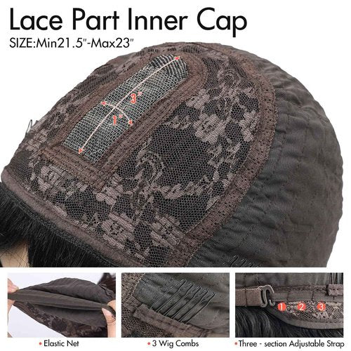 FAVE 16 Inch Human Hair Wig with Bangs 1×3 HD Lace Top Glueless Bang Wig Human Hair for Women, Natural Waves Looking,Beginner Friendly(Natural Color)