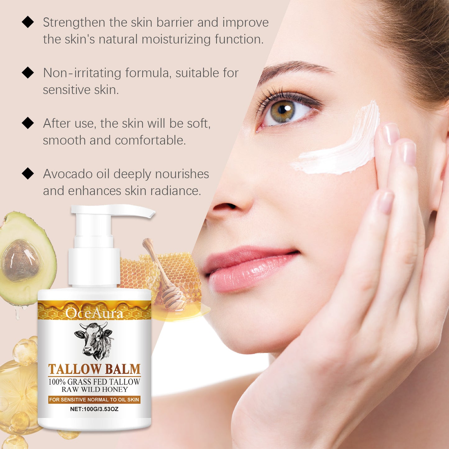Honey Butter Moisturizing Cream for Dry Skin - 100G Nourishing Face Moisturizer