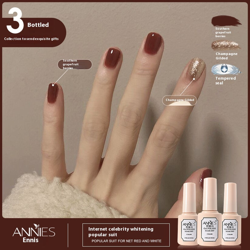 Three-Color Gel Nail Polish Set for Manicure - Nude, Purple, Orange