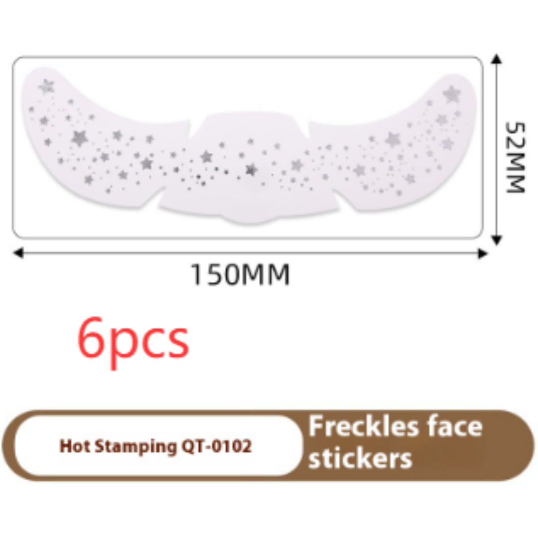 Freckle Tattoo Stickers Gold and Silver - Facial Skin Decor, 150x52mm, 1 or 6 Pcs