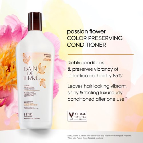 Bain de Terre Color Preserving Shampoo and Conditioner Set | Passion Flower | Protects & Maintains Color-Treated Hair | Paraben Free | Color-Safe | 33.8 Fl Oz | Packaging May Vary