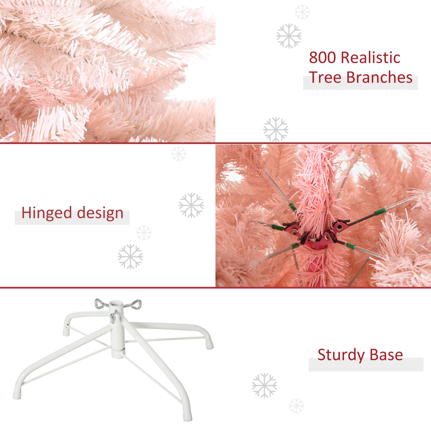 6ft Pink Unlit Spruce Artificial Christmas Tree with 800 Tips