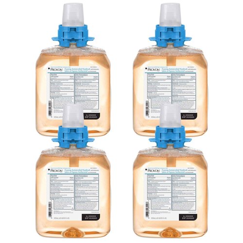 PROVON Foaming Antimicrobial Handwash with Moisturizers, Light Fruit Fragrance, 1250 mL Hand Soap Refill for PROVON FMX-12 Push-Style Dispenser (Pack of 4) - 5186-04