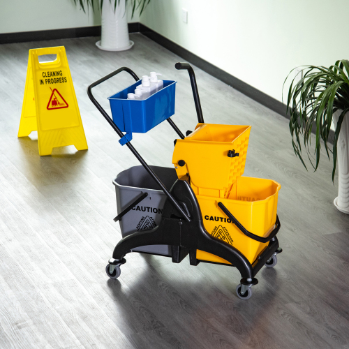 Garden Mop Bucket with Swivel Arm and 6.9 Gallon Capacity - Yellow
