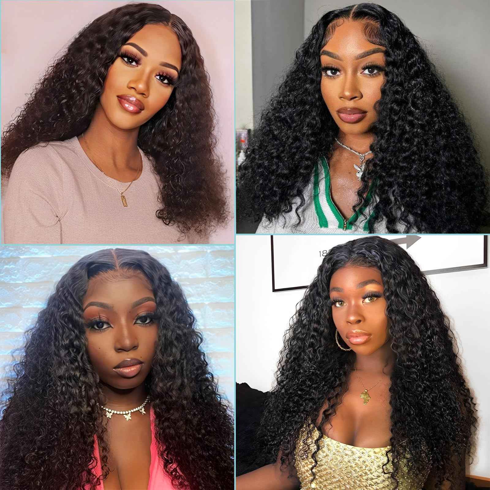 Geomone Water Wave Bundles Human Hair 10A Brazilian Unprocessed Virgin Human Hair Curly Human Hair Bundles Wet and Wavy Hair 14 16 18 Inch Double Weft Thick and Full Natural Black
