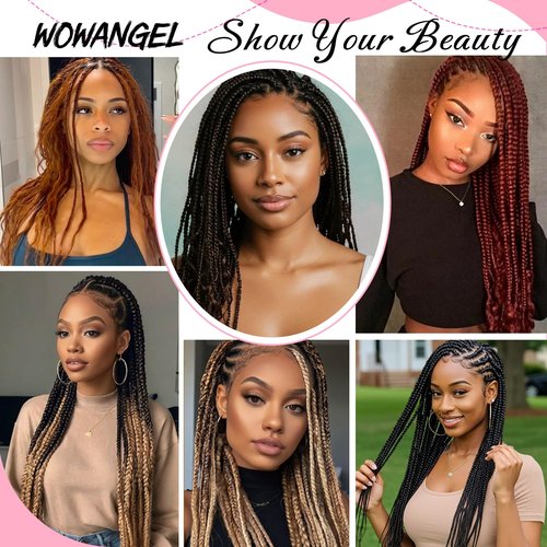 WOWANGEL Human Braiding Hair For Boho Braids 100g,100% Unprocessed Brazilian Virgin Hair, 12A Deep Wave Knotless Bohemian Bundles, Curly Hair Extensions,2 Bundles,Natural Black(1B),24 Inch
