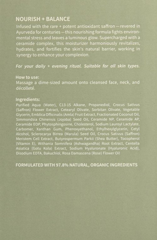 Arkhelm Saffron and Ceramides Complex Facial Moisturizer - Cruelty-Free Daily Face Moisturizer for Sensitive, Combination to Oily Skin - 50 ML / 1.7 OZ. Vegan Face Cream for Nourish and Balance