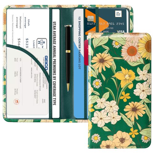 CoBak Car Registration and Insurance Holder - Vehicle Glove Box Car Organizer,Auto Truck Comparment Accessories Case with Magnetic Closure for Driver License,Cards