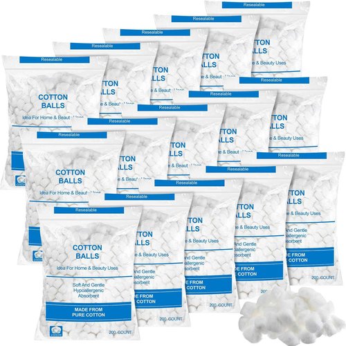 Heigble 3000 Pcs Soft Cotton Ball Bulk Organic Medium Cotton Ball for Absorbent Multipurpose Pure Nail Polish Remover Makeup Removal First Aid Face Crafting Cleaning Skin Applying Lotion