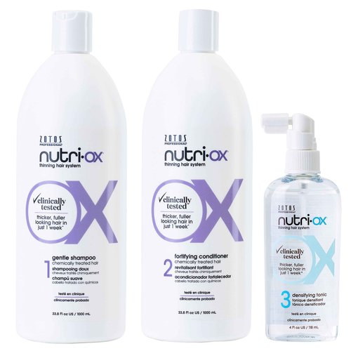 NUTRI-OX Gentle Shampoo & Conditioner & Tonic | Thicker, Fuller-Looking Hair | Color Treated Hair | Peppermint | Clinically & Dermatologically Tested | 33.8 Fl Oz