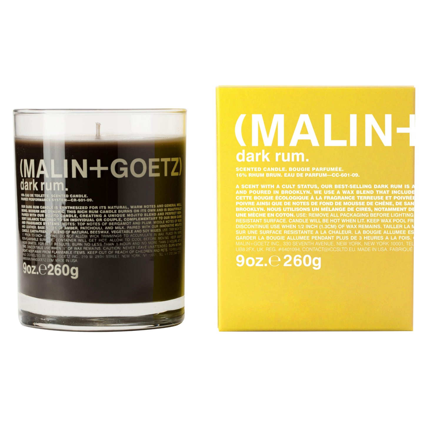 MALIN+GOETZ Women's Dark Rum Candle, Dark Rum, Brown, 9.0 Fl Oz