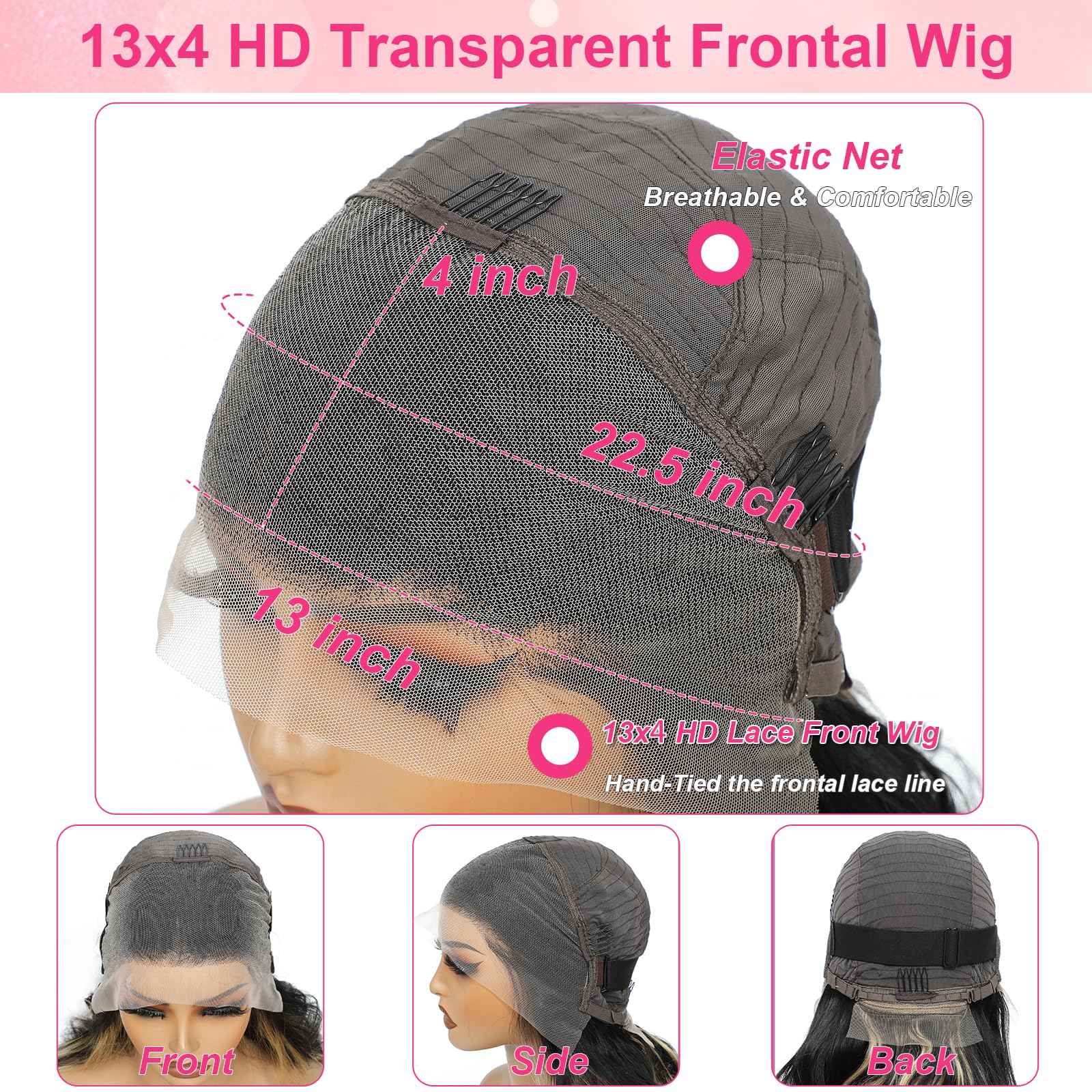 Kephare FB/27 Highlight Balayage Wig Human Hair 13x4 HD Lace Front Wigs Body Wave 1B/27 Ash Blonde Omber Glueless Wig Pre Plucked With Baby Hair 180% Density 24 Inch