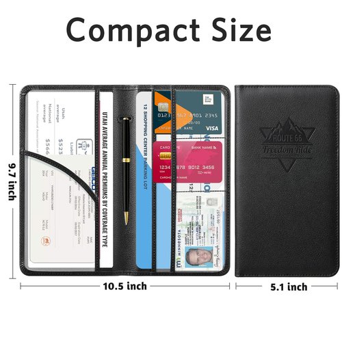 CoBak Car Registration and Insurance Holder - Vehicle Glove Box Car Organizer,Auto Truck Comparment Accessories Case with Magnetic Closure for Driver License,Cards