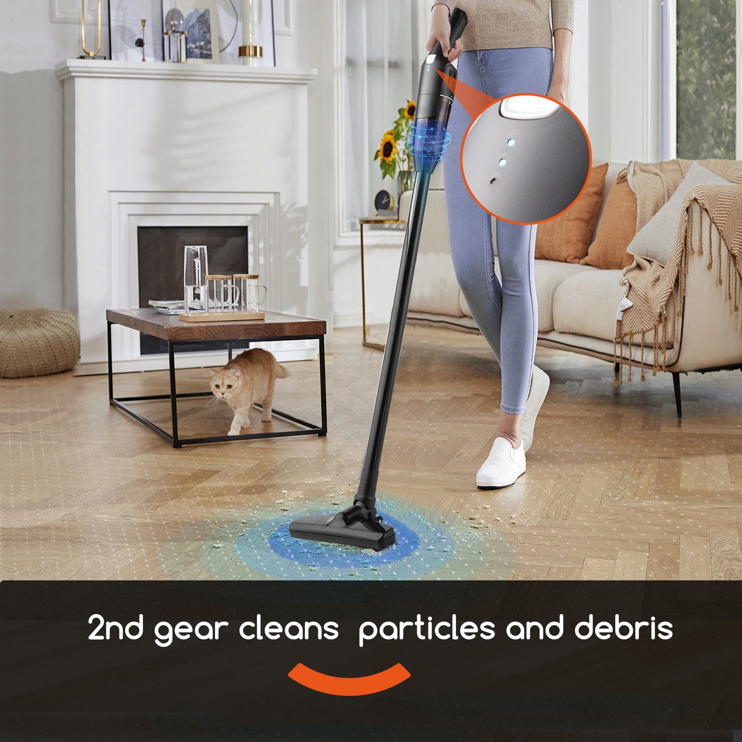 Cordless Handheld Vacuum Cleaner with 2-Level Suction - Black