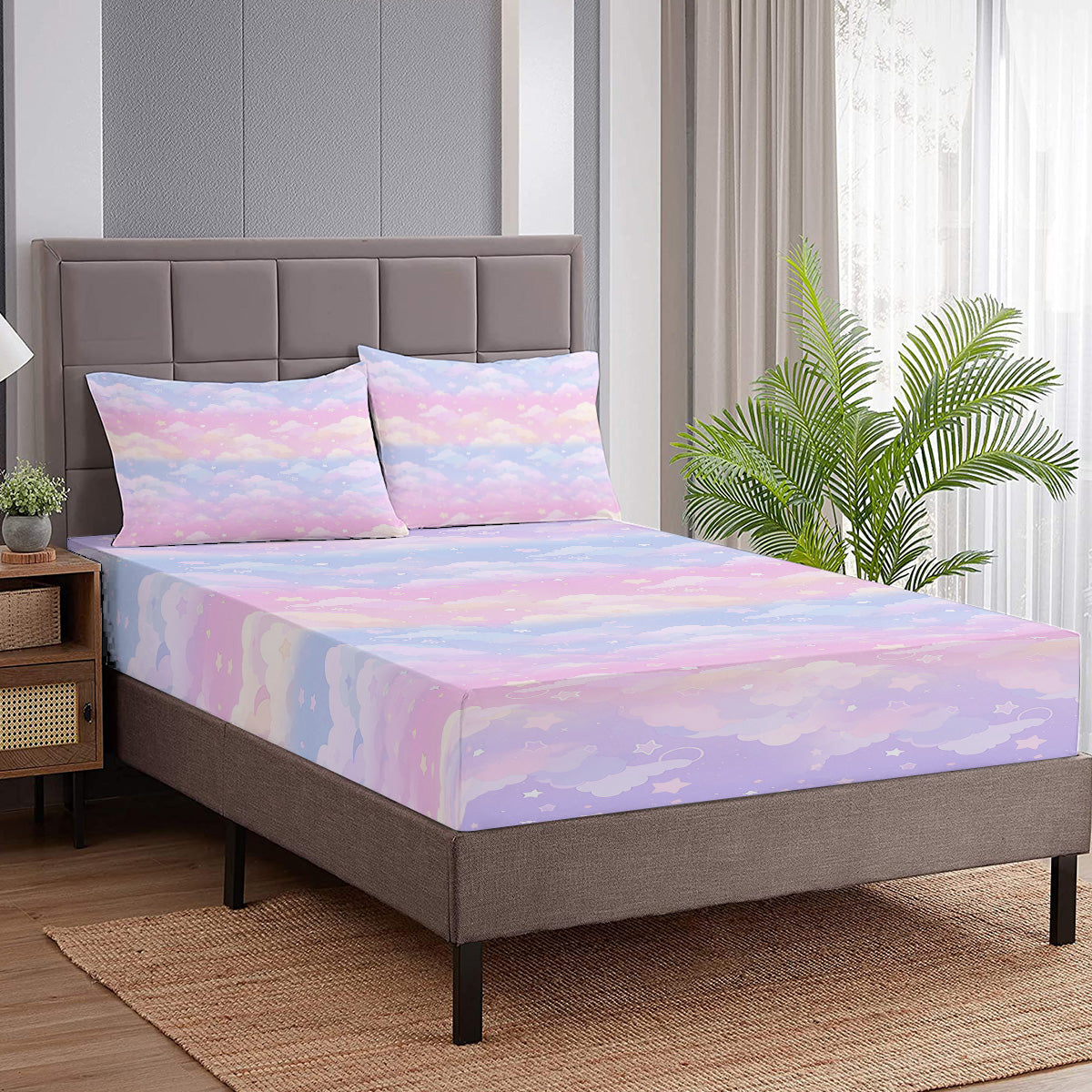 Colorful Microfiber Bed Sheet Set Full Size - Vibrant Bedding with Fitted Sheet & Pillowcases