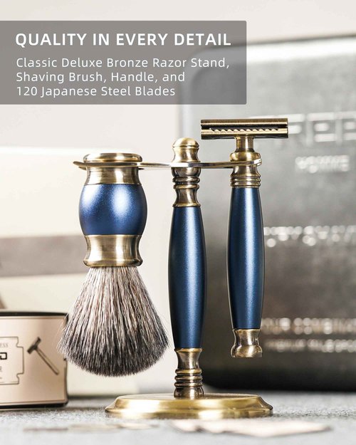 FREED Luxury Shaving Set for Men - Double Edge Safety Razor with alloy handle include 120 count Japanese 6cr13 Stainless Steel blade, It's the best gift for men, fathers,or birthdays