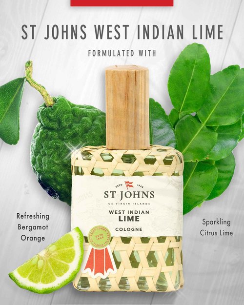 West Indian Lime Cologne for Men. 4 Oz Spray Cologne Fresh Lime in Signature Bottle. St Johns Fragrance Company