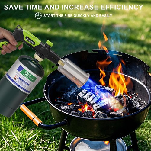 Sondiko Powerful Grill & Cooking Propane Torch L8010, Sous Vide, Campfire Starter, Adjustable Wood Torch Burner for Searing Steak, BBQ, Welding(Green & Black) Propane Tank Not Included
