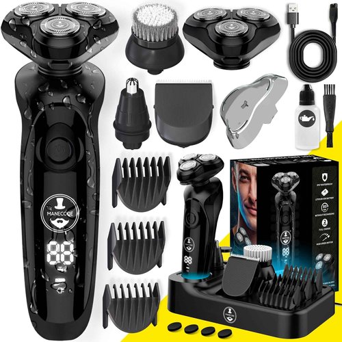 7-in-1 Electric Razor for Men with USB Charging Station - Shaver with Floating 8 Contouring Technology and IQ Cleaning Sensor