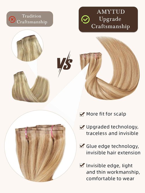 Clip in Hair Extensions for Women,#16/22 Light Blonde with Remy Human Hair Extensions Real Human Hair 125g 9Pcs Invisible Seamless Real Human Hair (16inch)