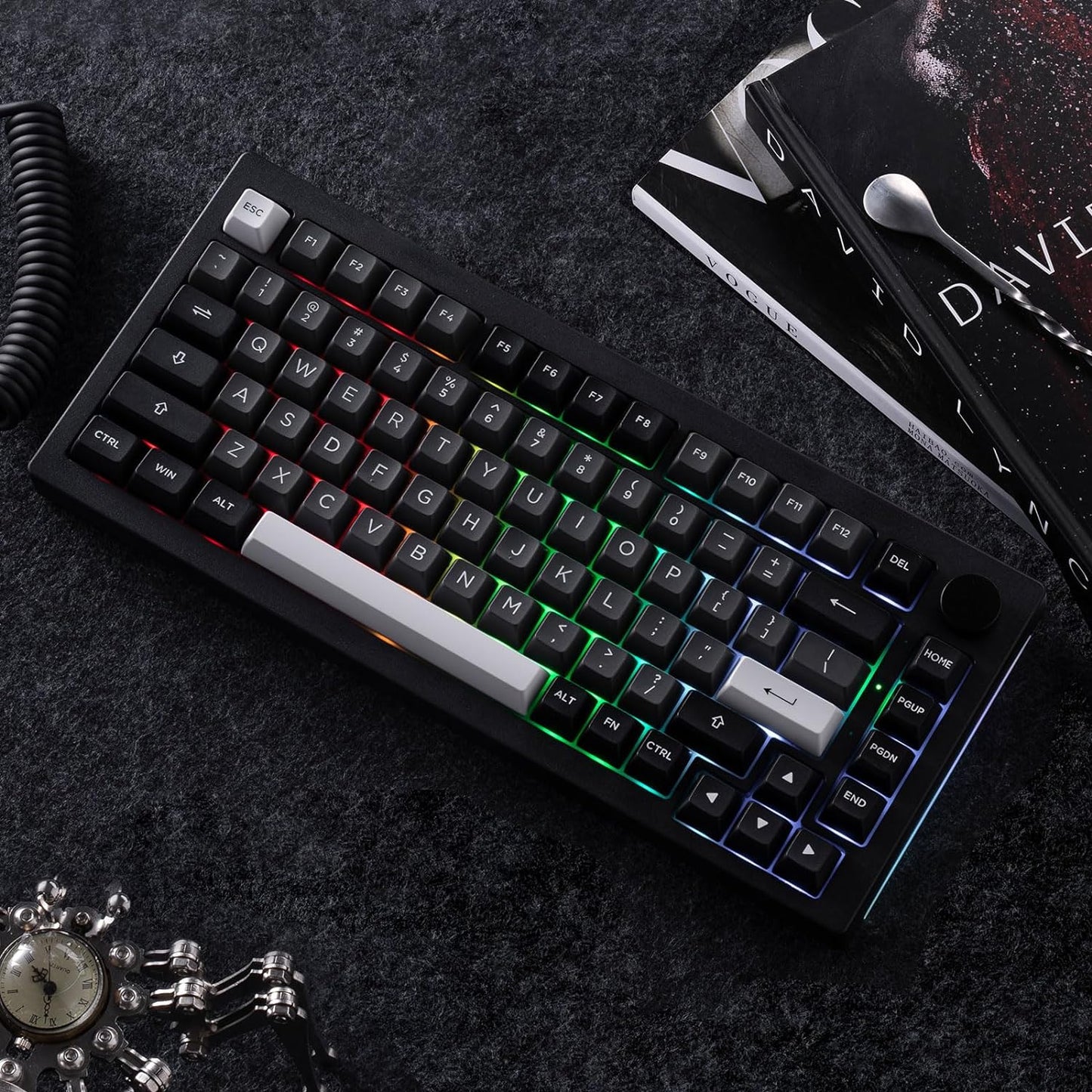 Akko Dracula Castle Mechanical Keyboard 5075B Plus 75% RGB Hot-swappable with Knob, Multi-Modes Gaming Keyboard with PBT Double Shot ASA Profile Keycaps Creamy Yellow Pre Lubed Switch