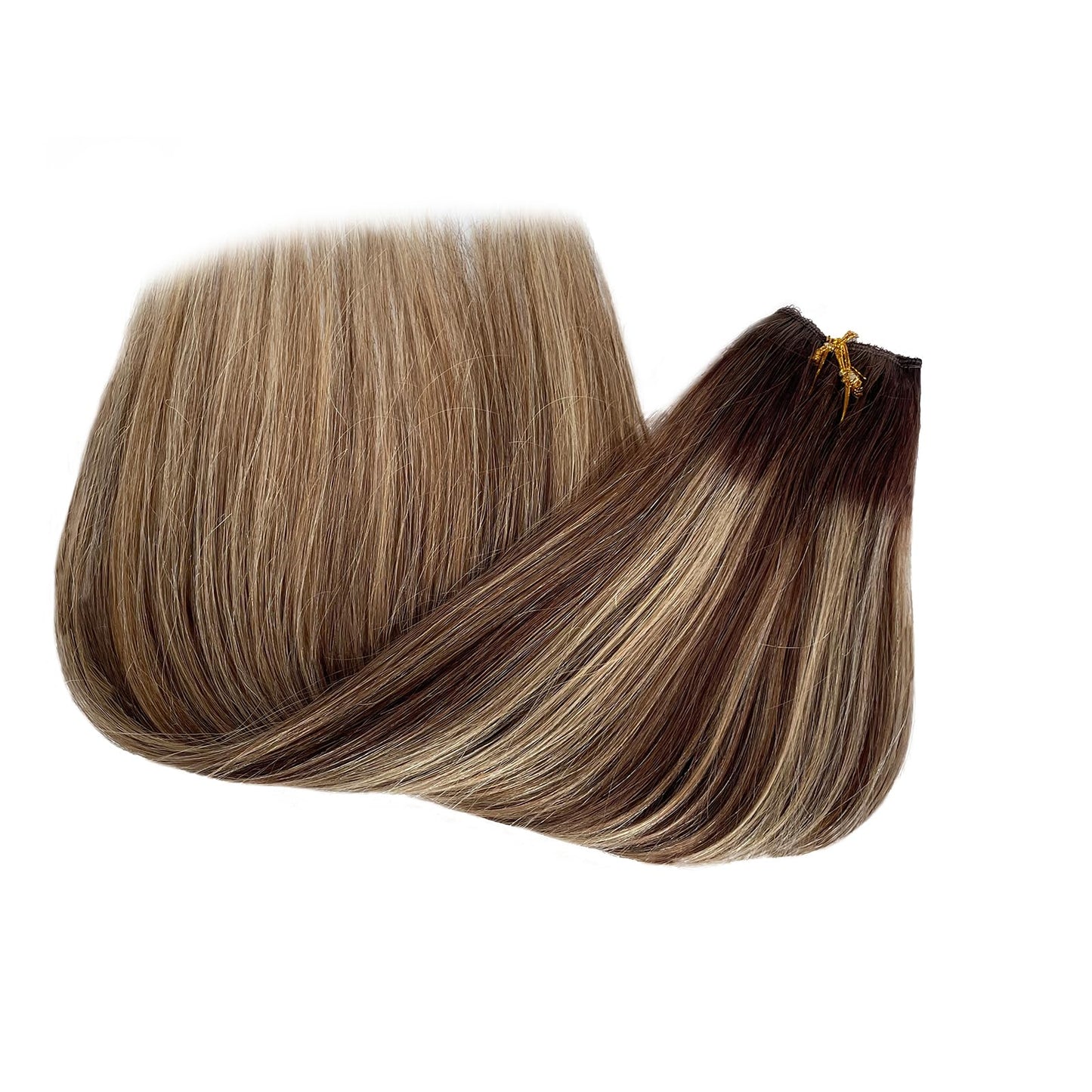 Human Hair Halos Extensions Blonde Highlighted 20 Inch 100g Halos Hair Extensions Real Human Hair Brown with Blonde Balayage Filp in Remy Hair Extensions