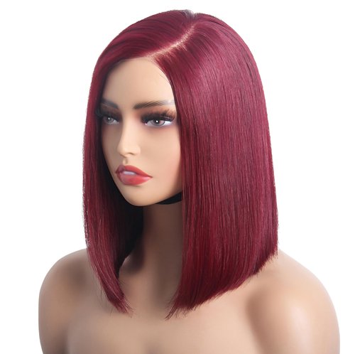 HAIRHOBBY 99J Burgundy Lace Front Wigs Human Hair,Wine Red Short Straight Bob Wig 13x4 HD Pre Pucked Per Cut Closure Wigs For Black Woman, Wear and Go Frontal Glueless Wig 180% Density 12 In