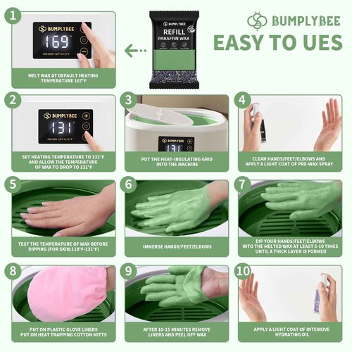 BUMPLYBEE Paraffin Wax Machine for Hand and Feet - 3500ml Hand Wax Paraffin Machine with 8 Pcs Aloe Vera Paraffin Bath, Moisturizing and Exfoliating
