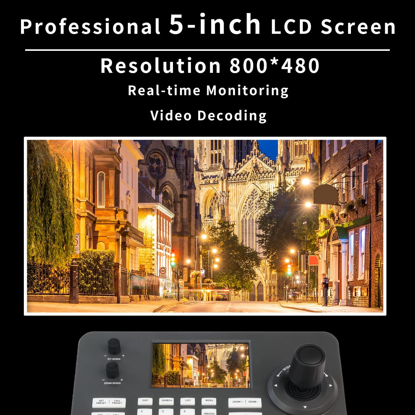 Zowietek PTZ Camera 4D Joystick Controller PoE| PTZ Network Keyboard | 5 Inch LCD Screen | Decoding H.264 and H.265 | Compatible with Dome Security IP Camera