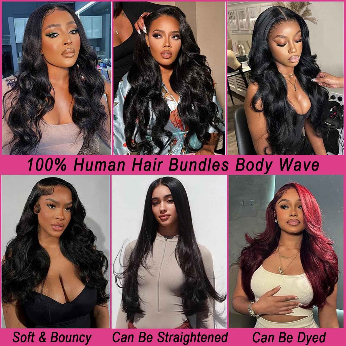 Human Hair 4 Bundles Body Wave 18 20 22 24 Inch 100% Unprocessed Brazilian Virgin Body Wavy Hair Bundles for Black Women Quick Weave Natural Black Hair