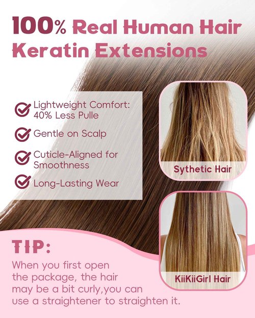 KiiKiiGirl Microlink Hair Extensions Human Hair,20 Inch #4 Chocolate Brown Micro Loop Microbead Micro Link Hair Extensions Human Hair Invisible Straight 30g/30s
