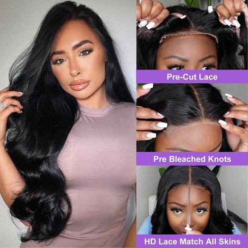 ONECHULY Glueless Wigs Human Hair Pre Cut Lace 8x5 HD Lace Front Wig for Beginners 180% Density Body Wave no Glueless Lace Wigs Human Hair 30 Seconds to Wear for Beginner friendly 26inch
