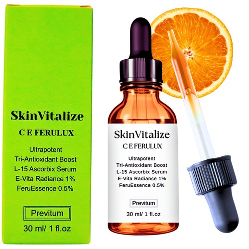 SkinVitalize CE Ferulux Vitamin C Serum - 30ml: Advanced CE Formula to Fight with Wrinkles, Fine Lines, Uneven Skin Tone, Dark Spot Correction Perfect for Skin Care Routine, Anti Aging Face Serum
