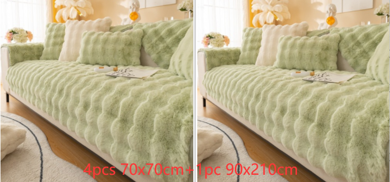Thickened Rabbit Plush Sofa Cushion Set for Comfortable Home Decor