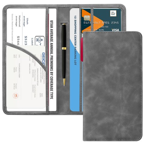 CoBak Car Registration and Insurance Holder - Vehicle Glove Box Car Organizer,Auto Truck Comparment Accessories Case with Magnetic Closure for Driver License,Cards